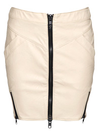 Faux Leather Zipper Front Mini Skirt