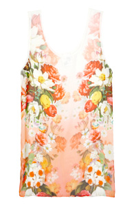 Floral Print Split Back Top