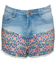 Embroidered Denim Shorts