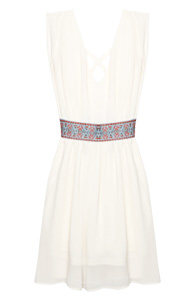 Embroidered Bow Mini Dress