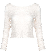 Full Lace Long Sleeve Crop Top in Ivory | DAILYLOOK