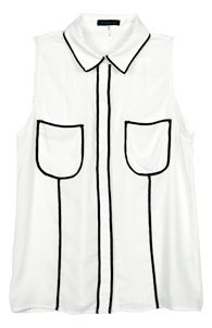 Black Piping Sleeveless Top