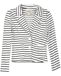 Striped Knit Blazer in White | DAILYLOOK