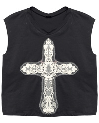 Lace Cross Crop Tee