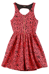 Zipper Front Rose Dress