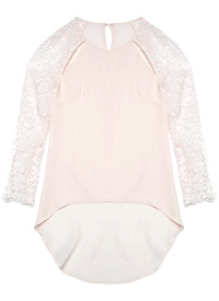 Daisy Lace Sleeve High Low Top