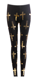 Metallic Cross Print Leggings