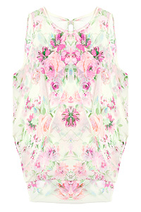Draped Floral Print Top