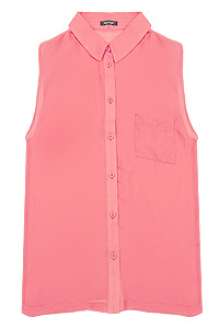 Sheer Sleeveless Button Up Top