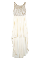 Crinkled Metallic High Low Maxi Dress