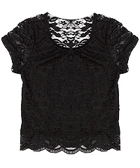 Scalloped Lace Crop Top in Black | DAILYLOOK