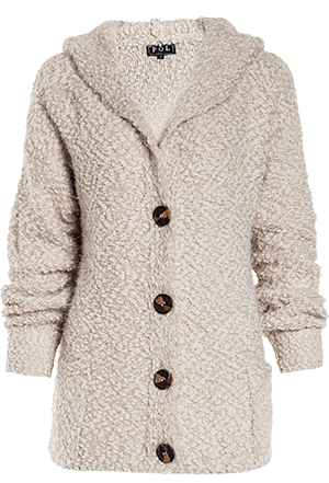 Fuzzy Hooded Cardigan