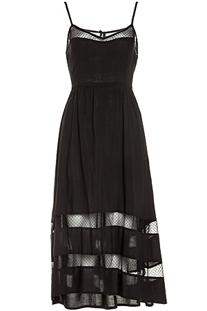 Mesh Insert Midi Dress