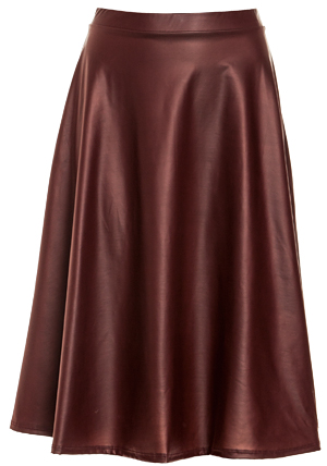 Leatherette Swing Midi Skirt