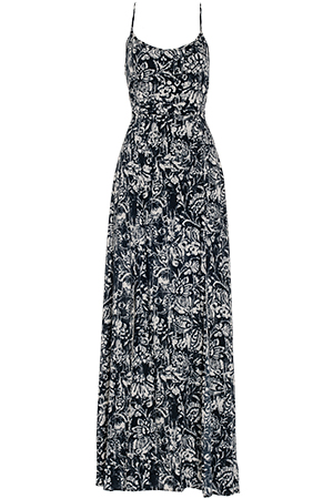 Island Floral Maxi Dress in Black/Beige | DAILYLOOK