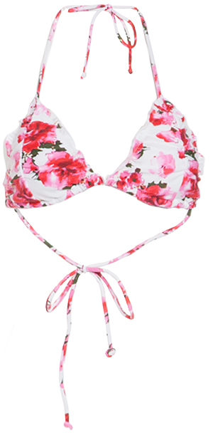 Ruffled Edge Floral Bikini Top