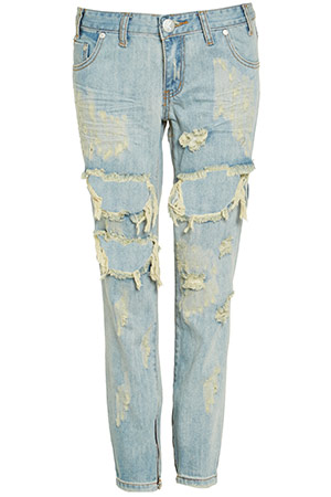 One Teaspoon Dirt Trashed Freebirds Jeans in Light Blue | DAILYLOOK