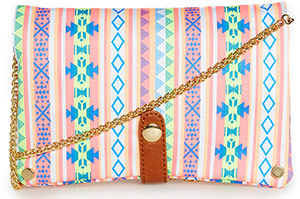 Geometric Tribal Fold Over Clutch