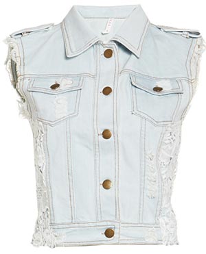 RAGA Lace Back Denim Vest