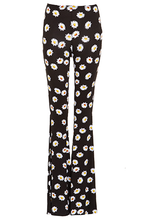 Daisy Print Flared Knit Pants
