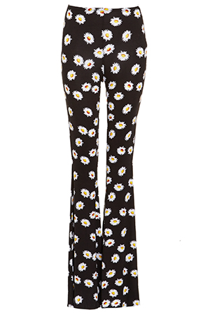 Daisy Print Flared Knit Pants