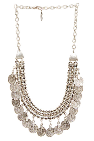 Chanour Antiqued Coin Fringe Necklace