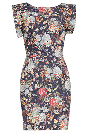 Line & Dot Deep V Back Floral Dress