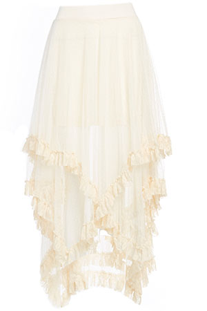 Tiered Lace Midi Skirt in Cream | DAILYLOOK