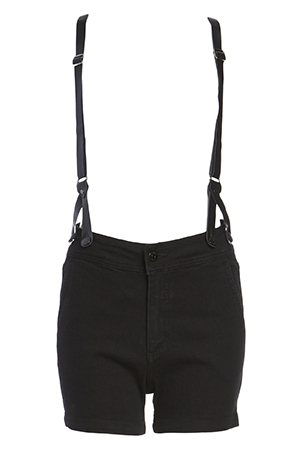 CourtShop James Suspender Shorts in Black | DAILYLOOK