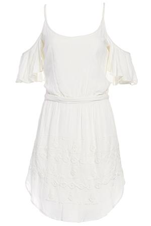 LAmade Flutter Sleeve Dress in Ivory | DAILYLOOK