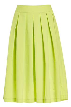 A-Line Pleated Midi Skirt in Green | DAILYLOOK