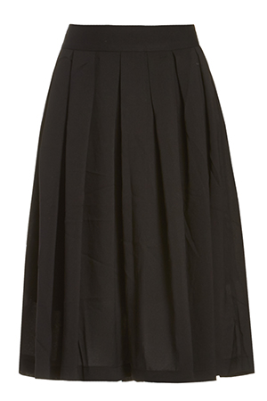 A-Line Pleated Midi Skirt in Black | DAILYLOOK