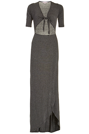 DAILYLOOK Tie Bodice Jersey Maxi Dress in Charcoal | DAILYLOOK