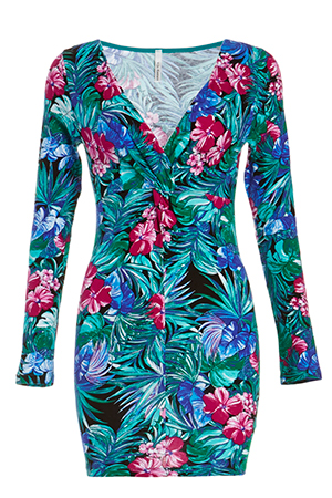 Tropical Knit Bodycon Dress