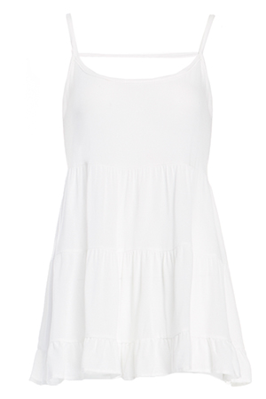 Sleeveless Tiered Knit Tunic in White | DAILYLOOK