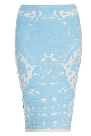 Lucy Paris Mirror Image Knitted Pencil Skirt in Light Blue | DAILYLOOK
