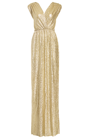 Ethereal Metallic Maxi Dress in Gold S | DAILYLOOK