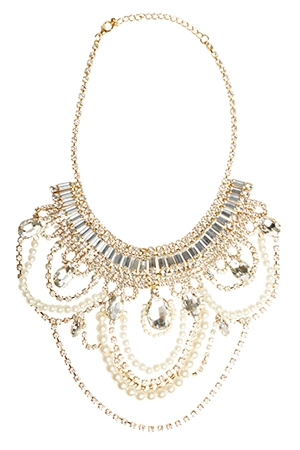 DAILYLOOK Stunning Pearl & Crystal Bib Necklace