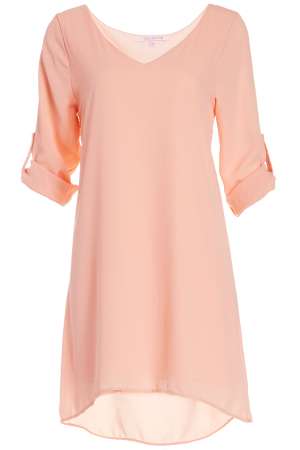 DAILYLOOK Button Sleeve Trapeze Dress