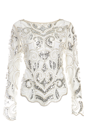 Sequin Embellished Mesh Top