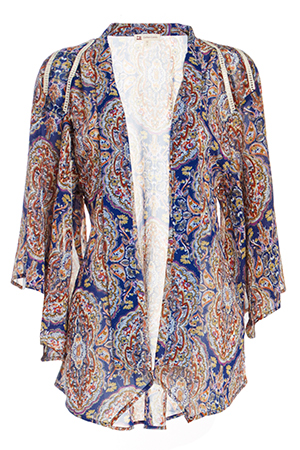 Paisley Chiffon Kimono in Blue | DAILYLOOK