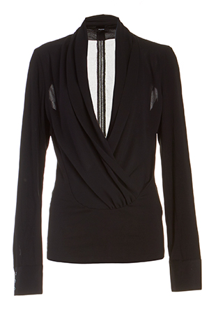 Chiffon and Jersey Cowl Neck Blouse