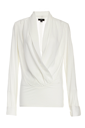 Chiffon and Jersey Cowl Neck Blouse in Ivory | DAILYLOOK