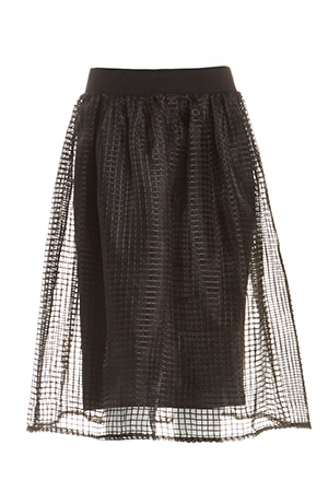 Gridline Organza Midi Skirt in Black | DAILYLOOK