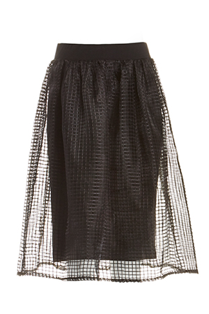 Gridline Organza Midi Skirt