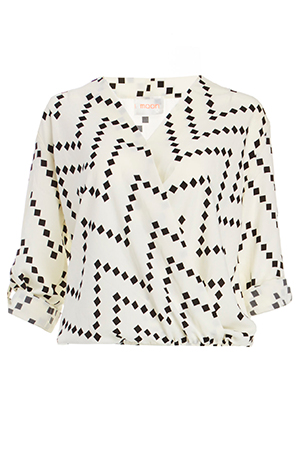 Diamond Print Blouse in Black/Ivory | DAILYLOOK