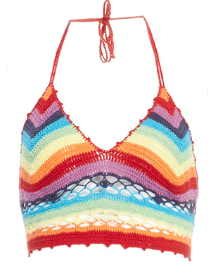 RAGA Rainbow Crochet Halter Crop Top in Floral Multi | DAILYLOOK