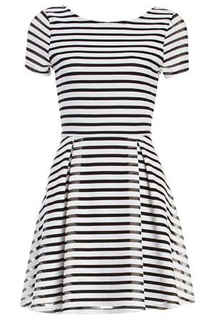 Pleated Striped Dress