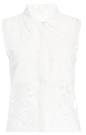 JOA Embroidered Mesh Collar Shirt