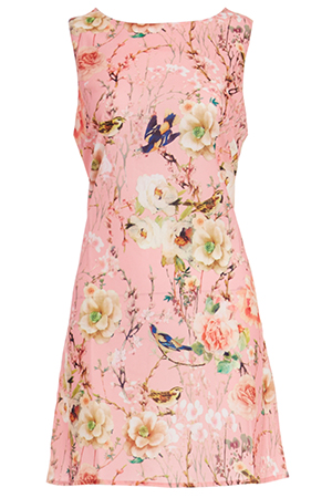 Glamorous Floral and Bird Print Shift Dress